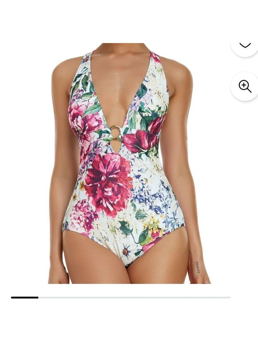 LIORA Swimsuits for Women Floral Print Deep V Neck with Front and Back Size 6